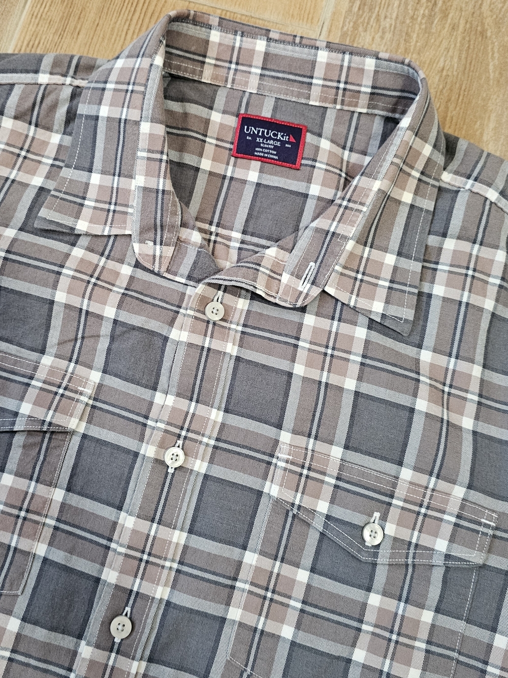 UNTUCKit Men's Plaid Button-Down Shirt, XXL Slim Fit